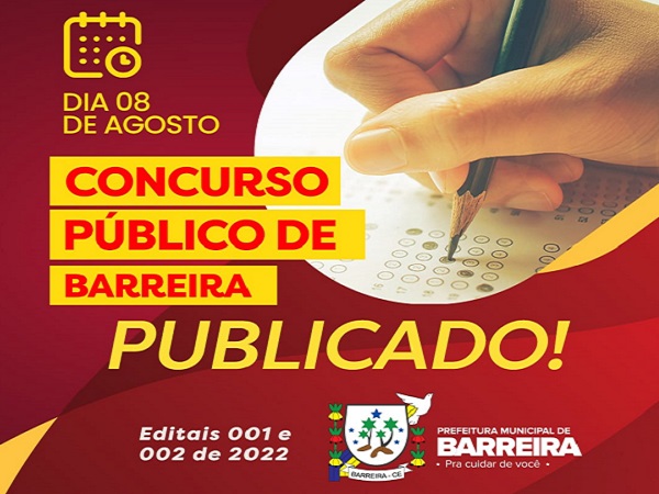 Prefeitura de Barreira divulga editais para concurso público para diversas  categorias